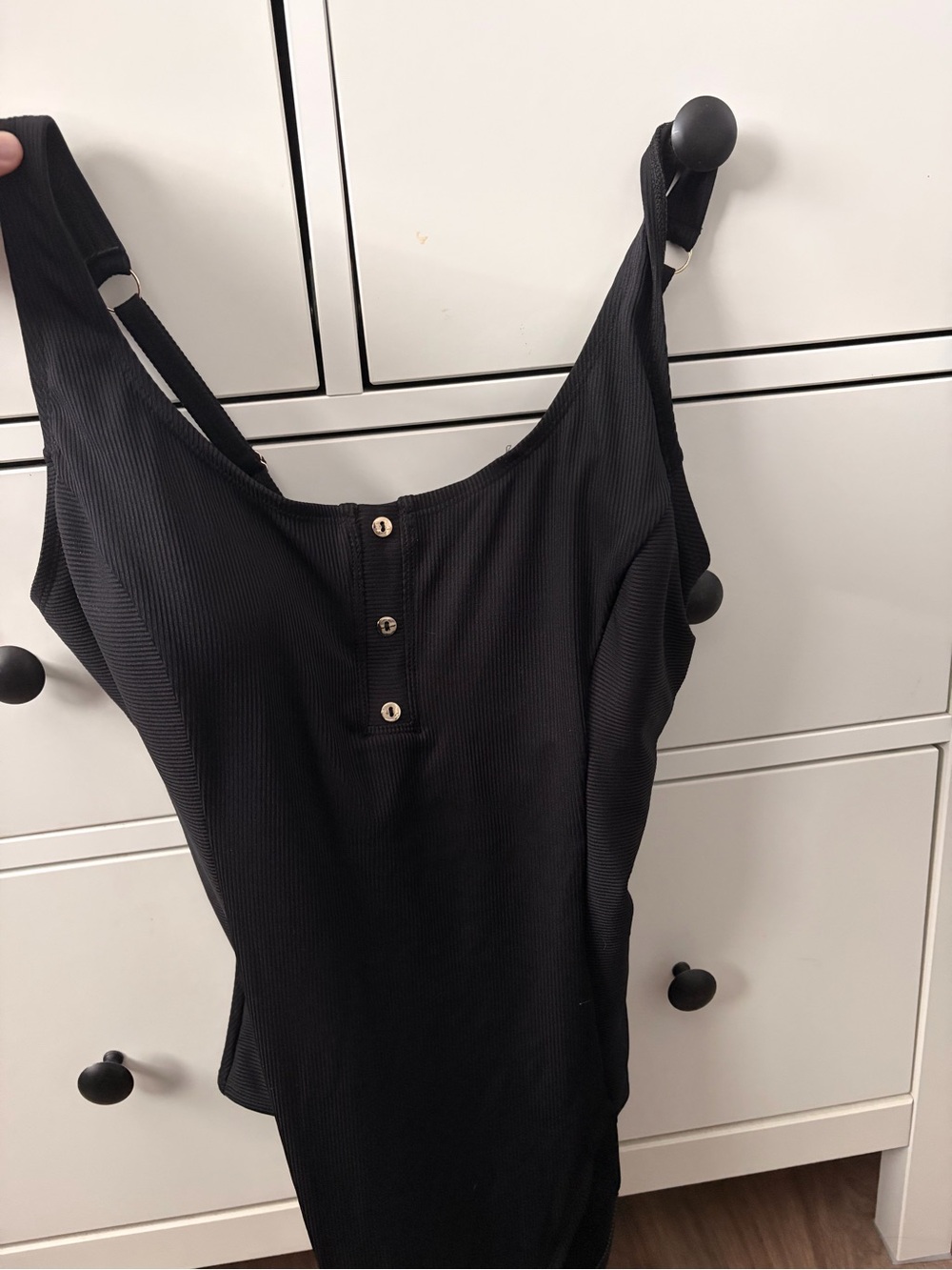 Black Ribbed One-Piece Swimsuit - Picture 2 of 5
